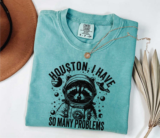 Houston I Have So Many Problems Shirt, Raccoon Shirt, Raccoon In Space Shirt