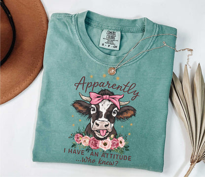 Apparently I Have An Attitude Shirt, Funny Cow Tshirt