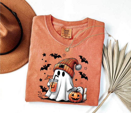 Halloween Ghost Comfort Colors Shirt, Cute Ghost Shirt, Womens Halloween