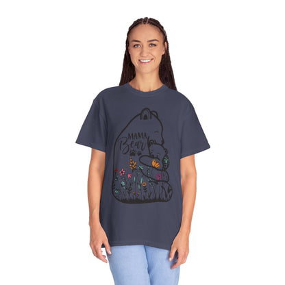 Mom Shirt - Cute Mama Bear and Baby with Wildflowers