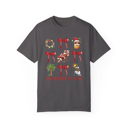 Coquette Christmas In July Santa Summer T-Shirt Graphite
