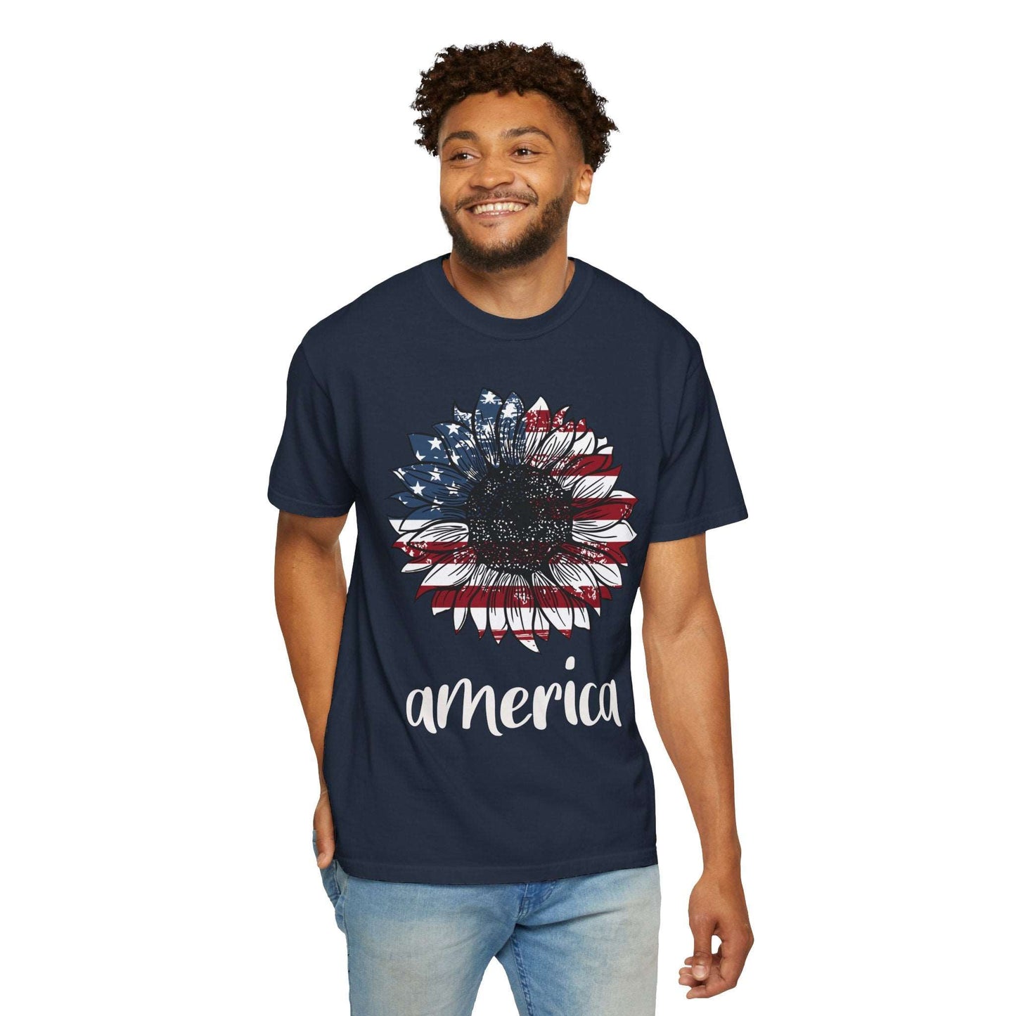 America Sunflower Shirt - USA Flag Flower T Shirt