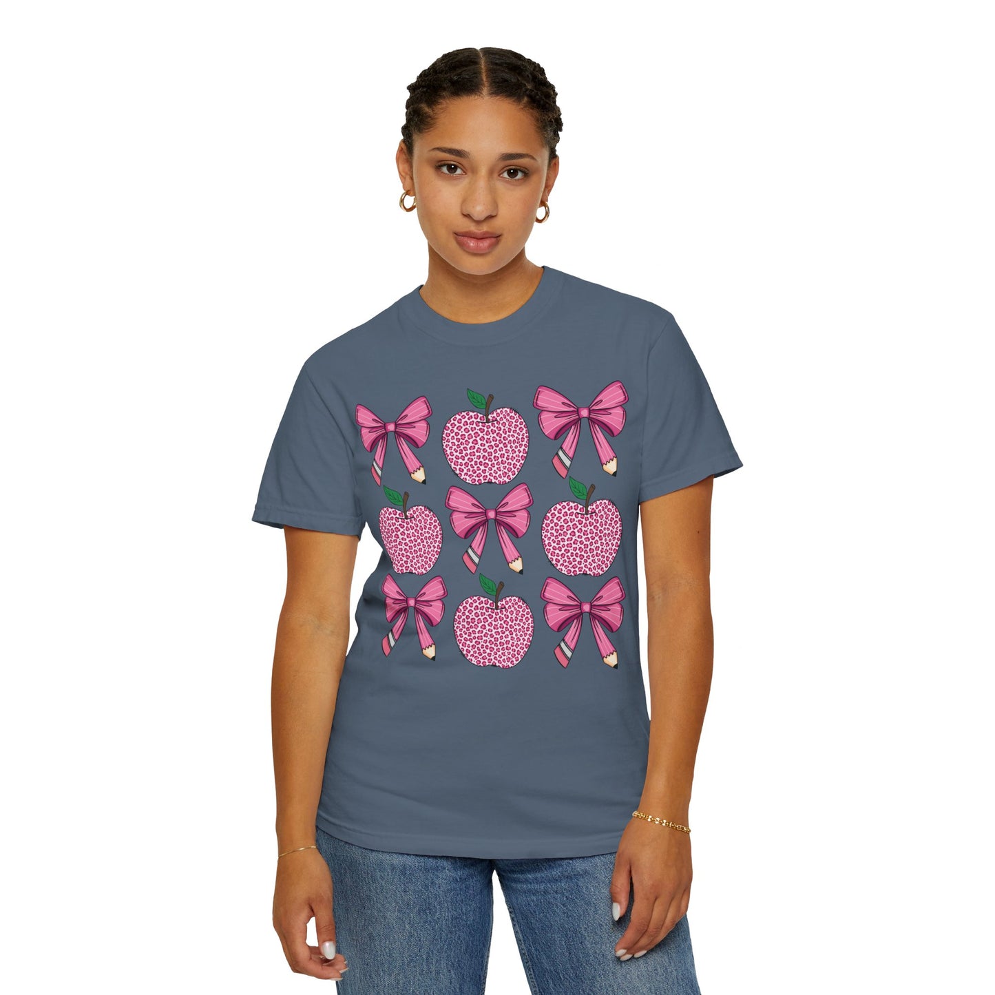 Teacher School Coquette Pink Apple Pencil Bow Shirt