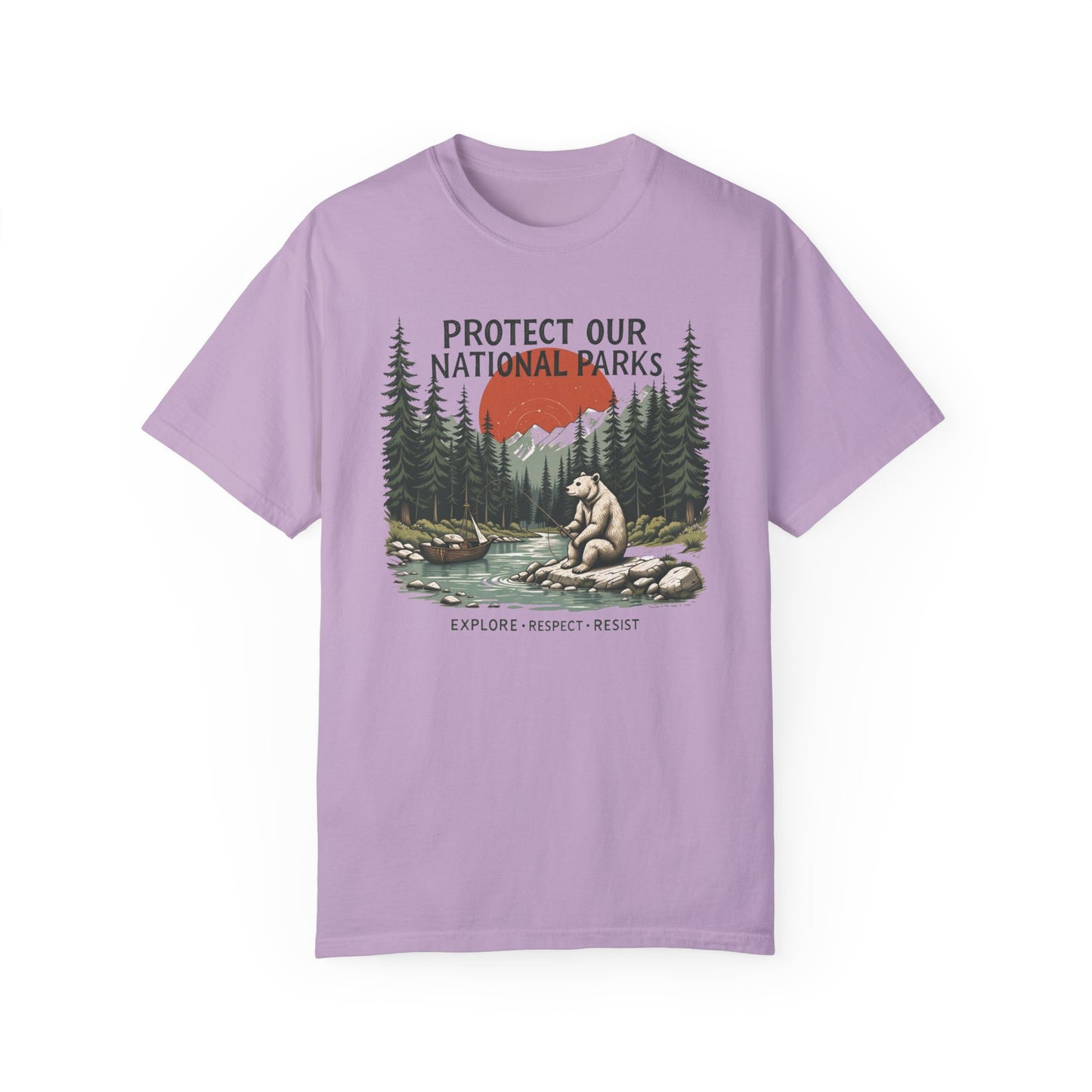 National Parks Conservation Comfort Colors T-Shirt - Nature Bear Graphic