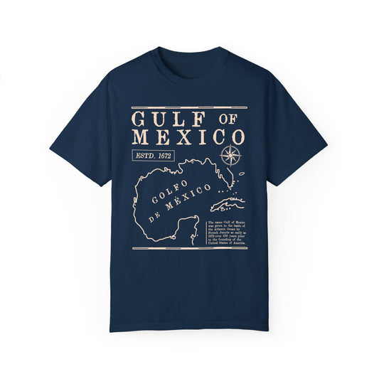 Gulf of Mexico Vintage Map Comfort Colors Graphic T-Shirt - Nautical Adventure Tee