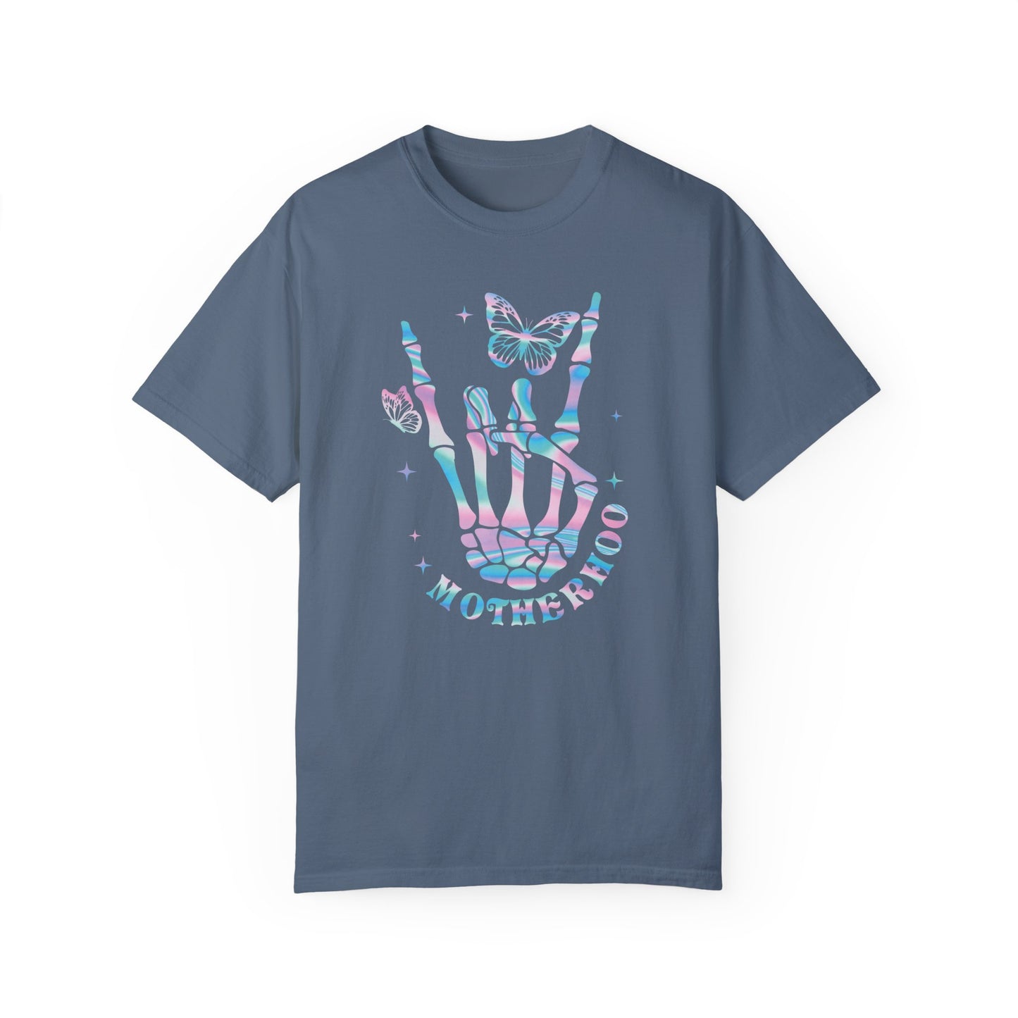 Mama Rock Tour Skeleton Hand Shirt Blue Jean