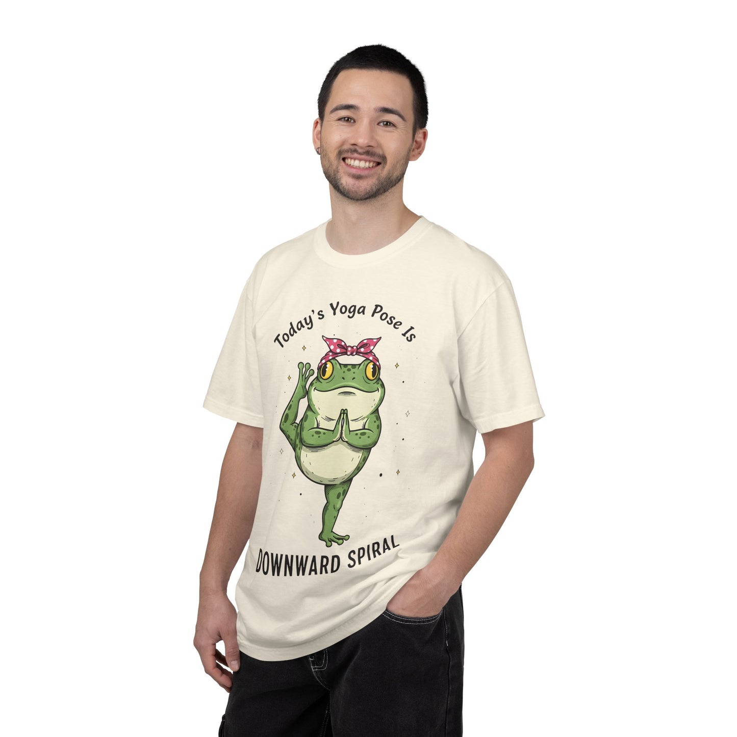 Today's Yoga Pose Is Downward Spiral Frog T-Shirt - Mental Health Humor - Unisex Comfort Colors T-shirt
