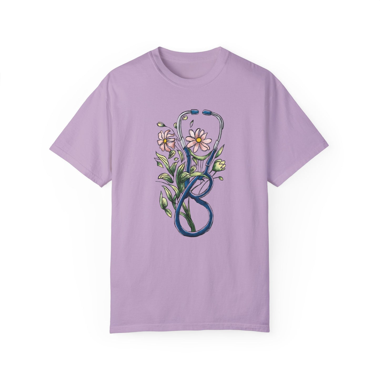 Floral Registered Nurse Shirt - Stylish Healthcare Apparel Orchid