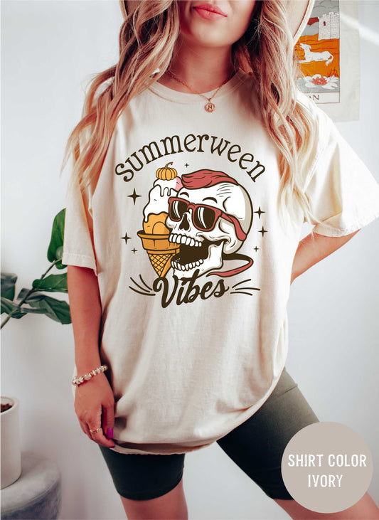 Summerween Comfort Color Tshirt, Spooky Summer Vibes