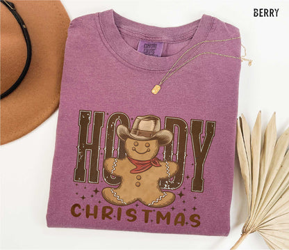 Howdy Christmas Gingerbread Cowboy Comfort Colors T-shirt