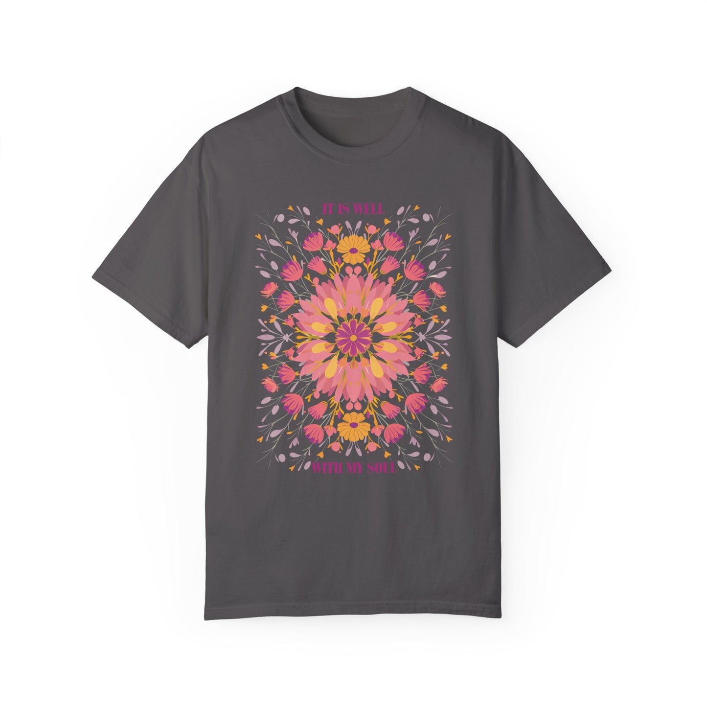 It is Well with My Soul Floral Shirt | Inspirational Christian Tee Graphite