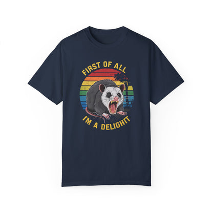 First Of All I'm A Delight Angry Opossum Lover Shirt Navy