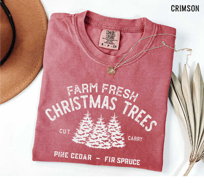 Christmas Trees T-shirt, Unisex Garment-Dyed Shirt