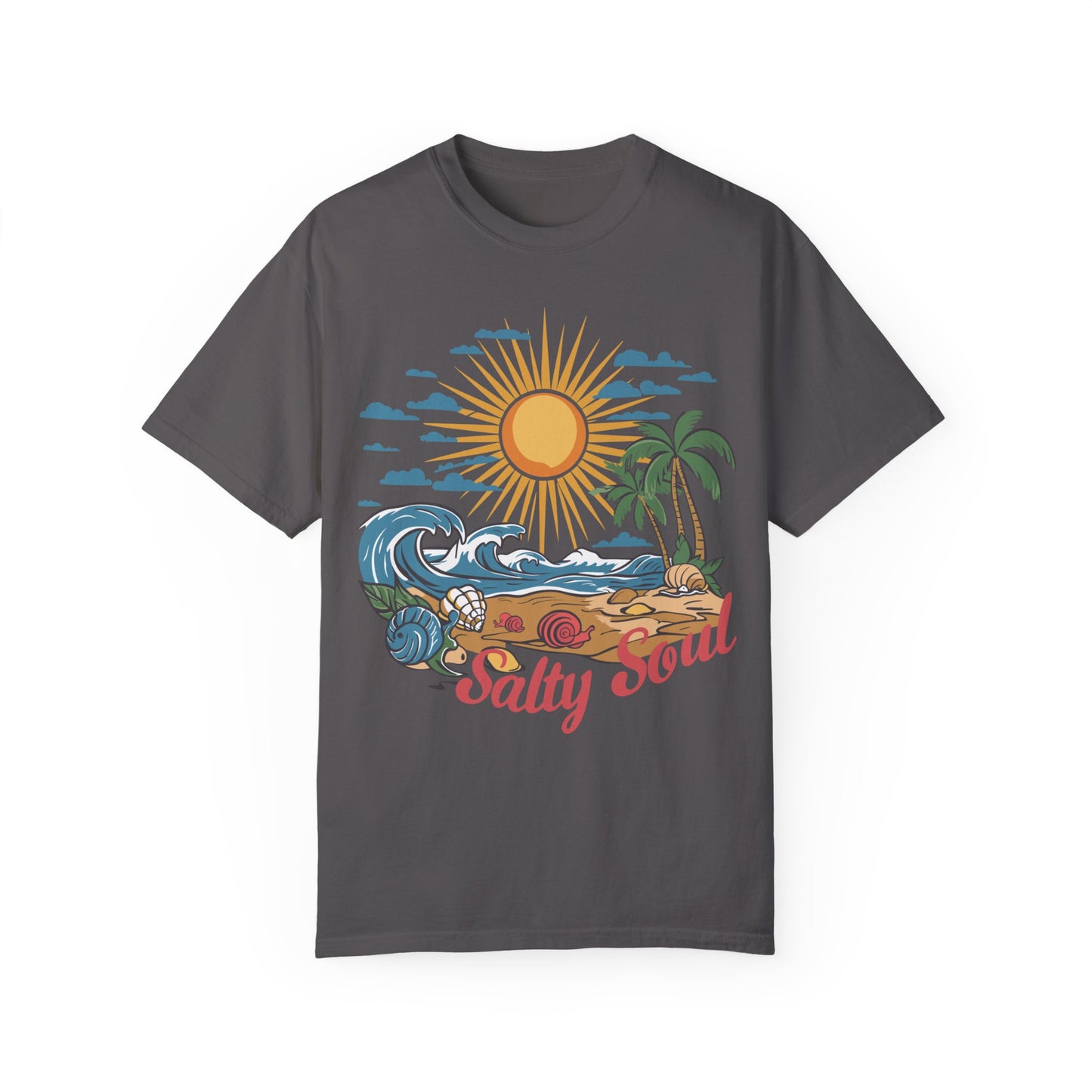 Salty Soul Beach Summer Shirt | Stylish Coastal Wear Graphite