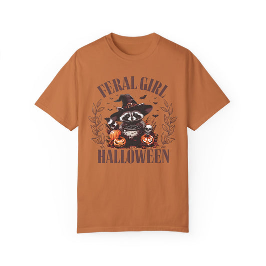 Feral Girl Halloween Funny Raccoon Shirt Yam