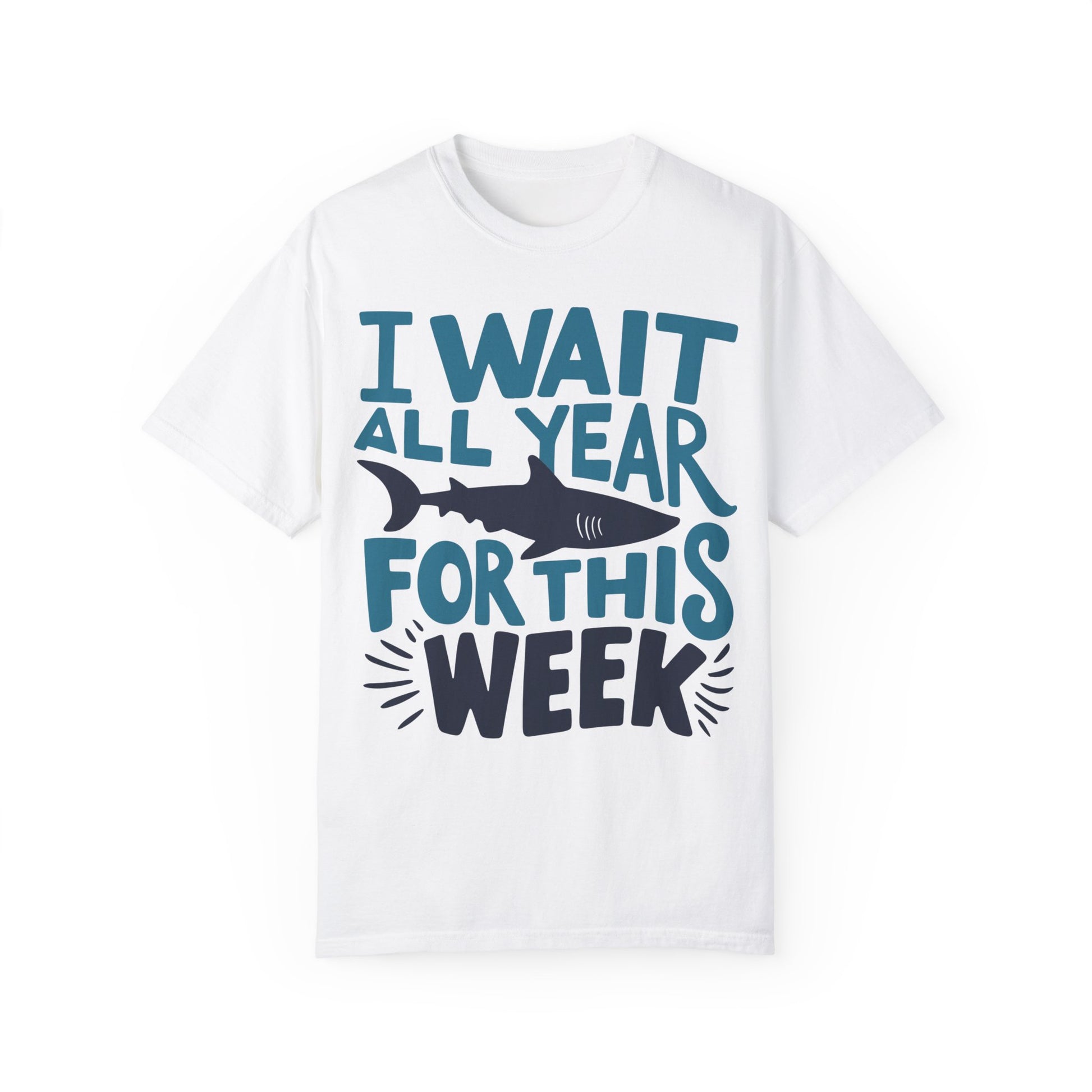 I Wait All Year For This Week Funny Shark Shirt White