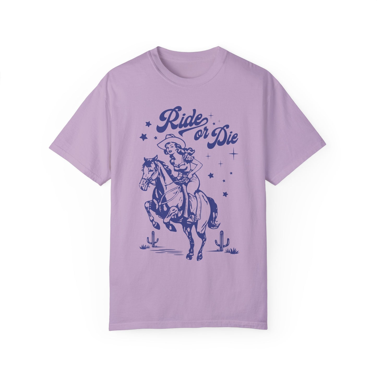 Comfort Colors Western Ride or Die Cowgirl Shirt Orchid