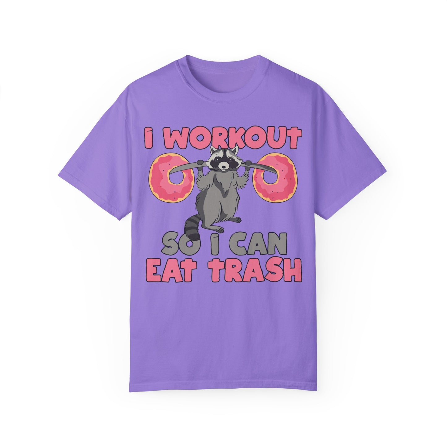 I Workout So I Can Eat Trash Funny Raccoons Vintage T-shirts Violet