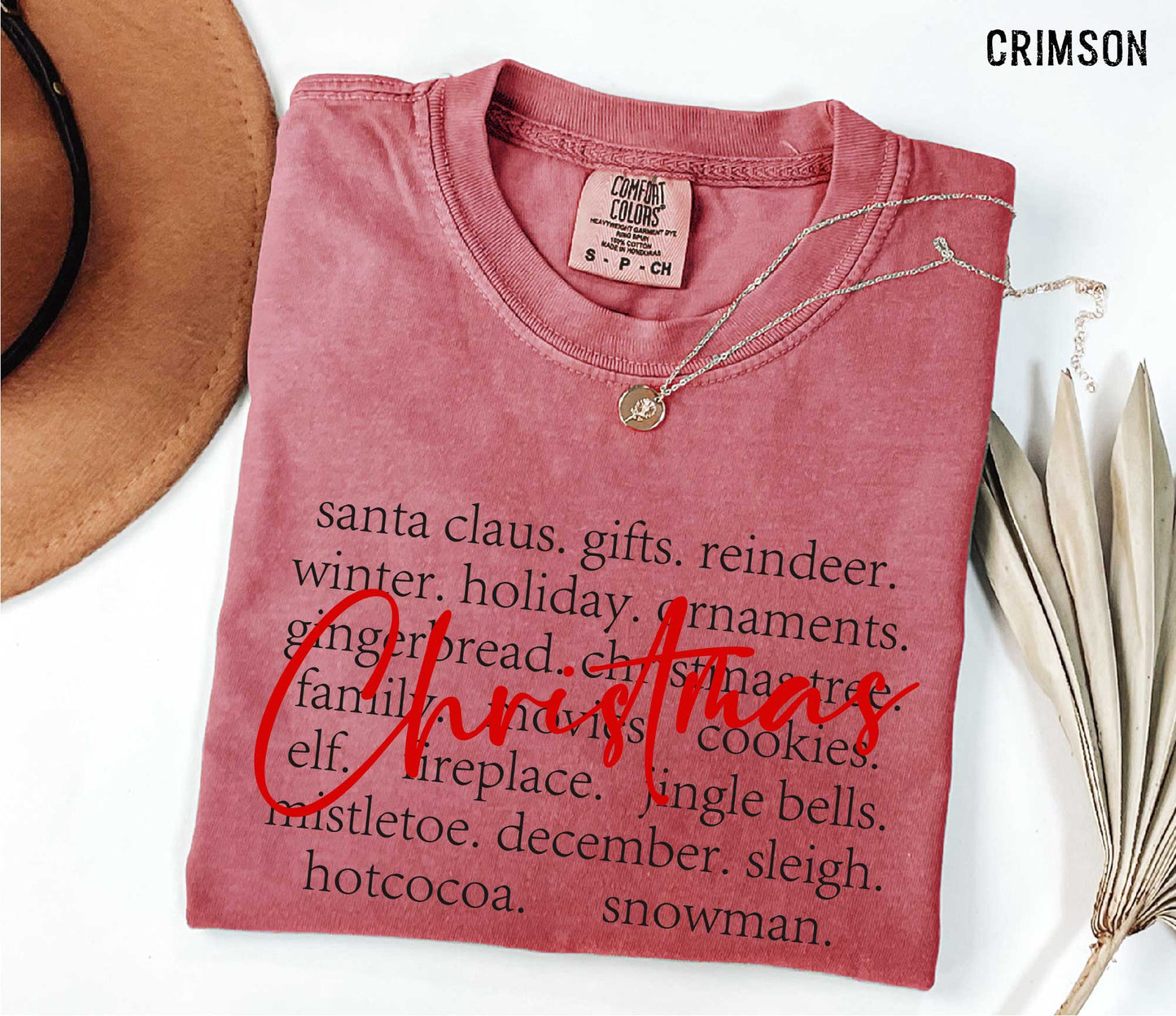 Christmas Unisex T-shirt with Santa Claus and Reindeer Gifts Words Shirt