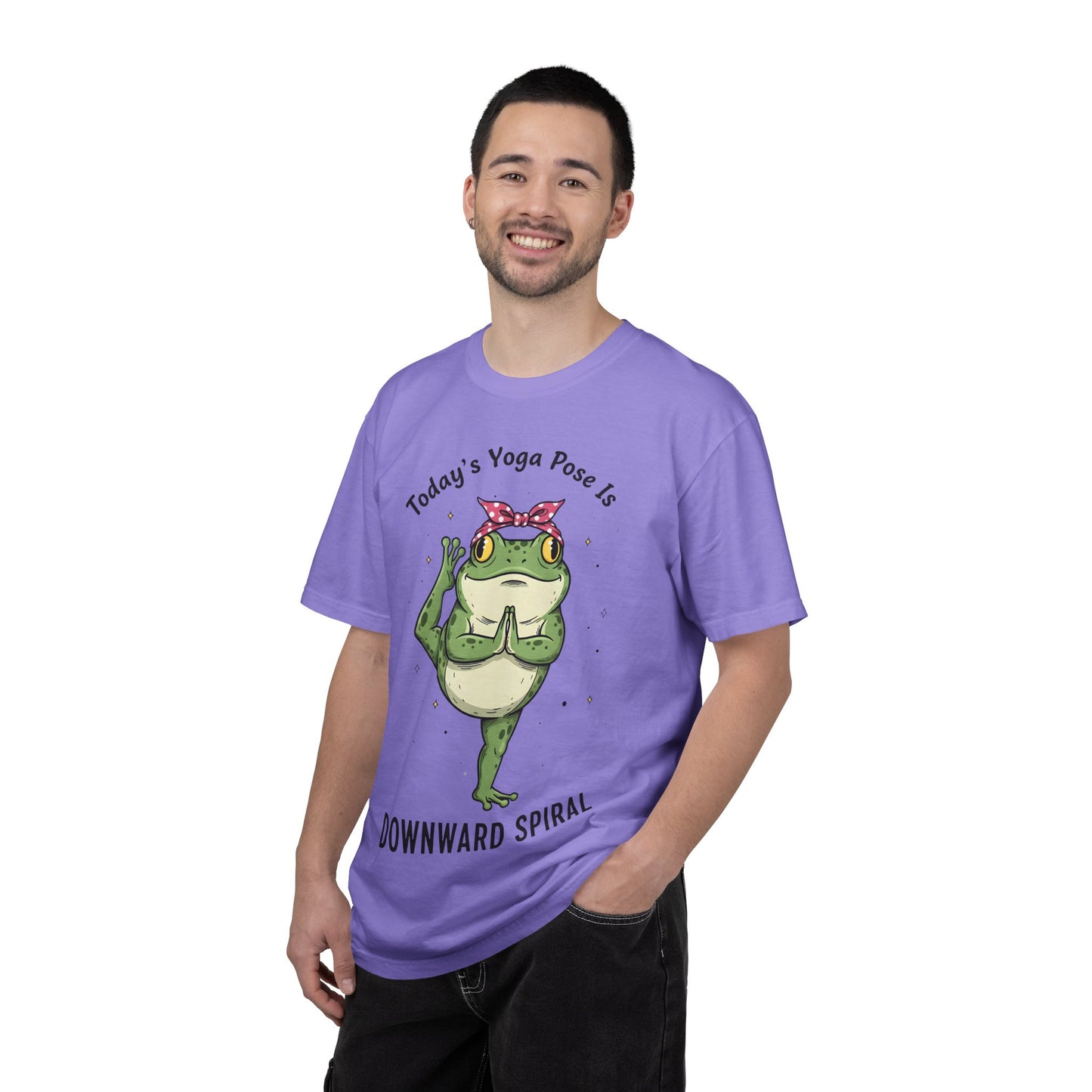 Today's Yoga Pose Is Downward Spiral Frog T-Shirt - Mental Health Humor - Unisex Comfort Colors T-shirt