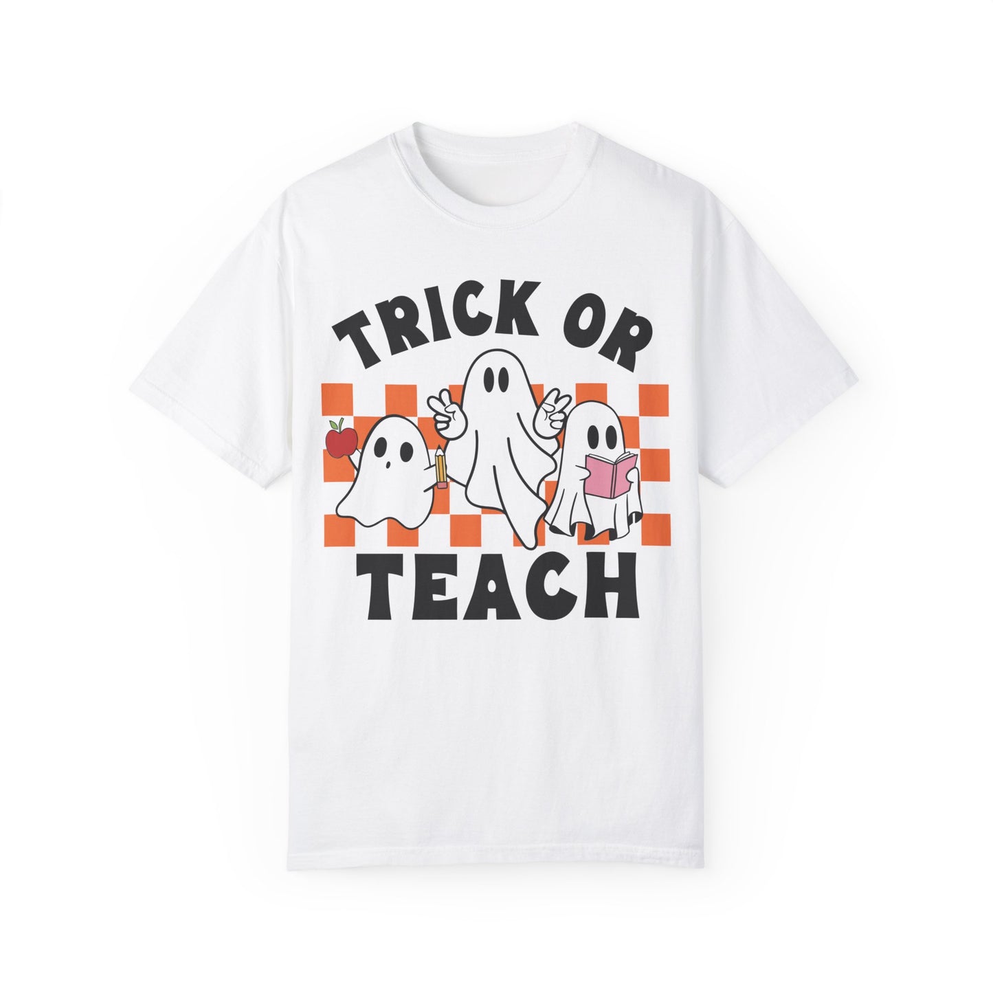 Comfort Colors Teacher Halloween Trick or Teach Shirt White