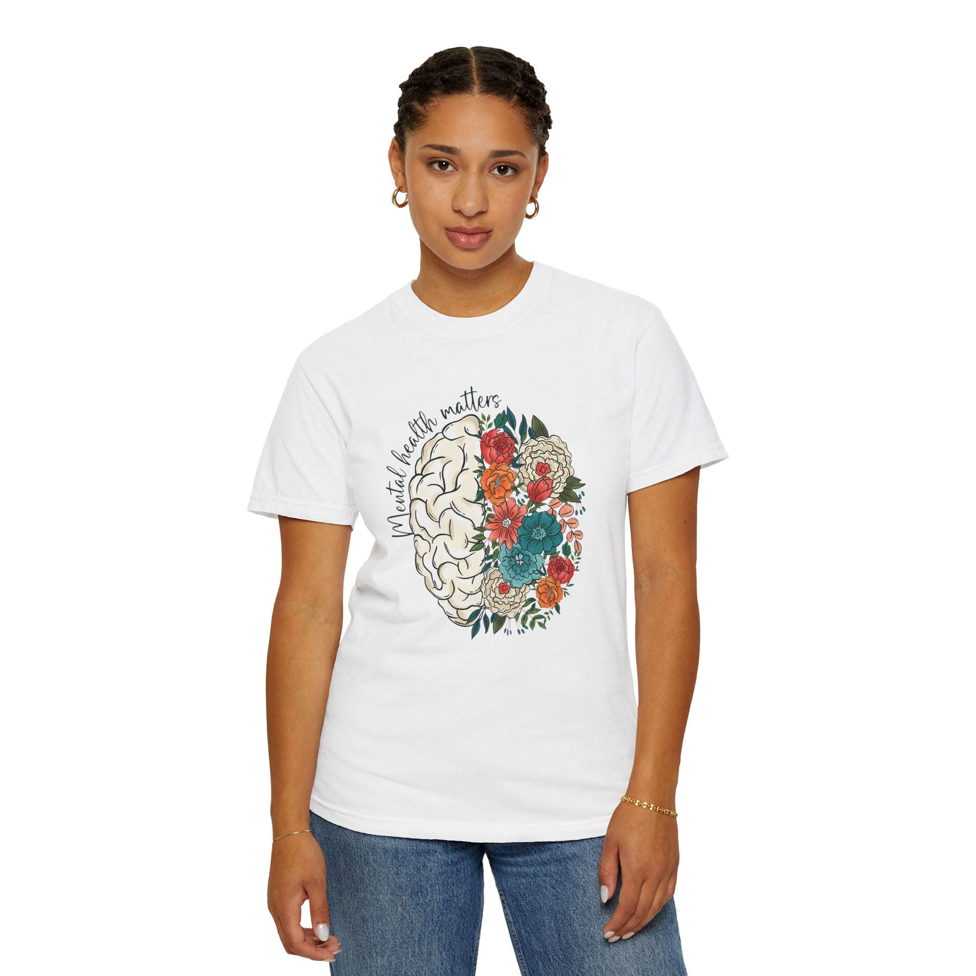 Mental health matters t-shirt - Floral brain shirt