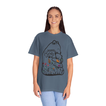 Mom Shirt - Cute Mama Bear and Baby with Wildflowers