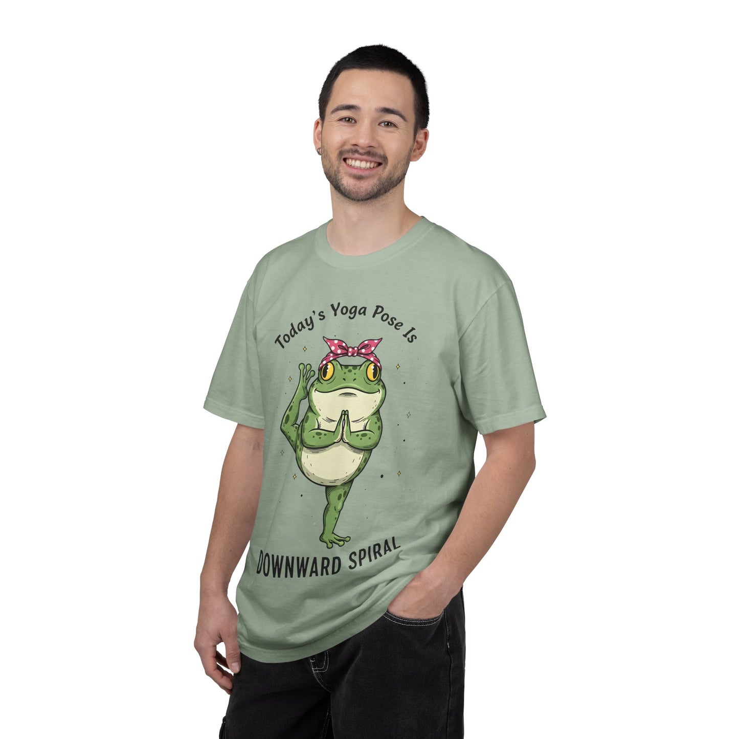 Today's Yoga Pose Is Downward Spiral Frog T-Shirt - Mental Health Humor - Unisex Comfort Colors T-shirt