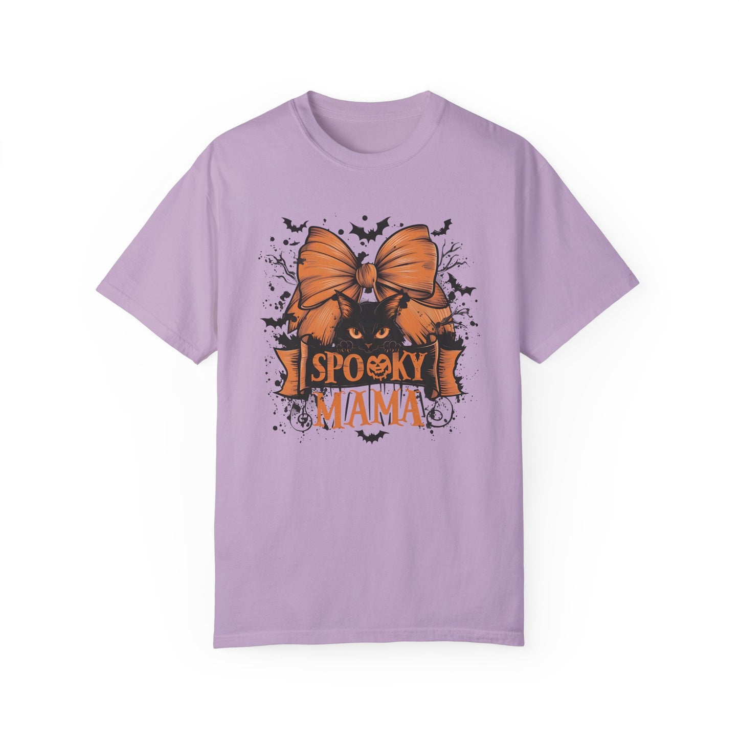 Retro Halloween Spooky Mama Gothic Bow Shirt Orchid