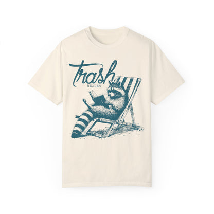 Raccoon Reading Book Trash Reader Shirt Ivory