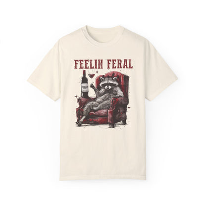 Feelin Feral Funny Raccoon Shirt - Comfort Colors Graphic Tee Ivory