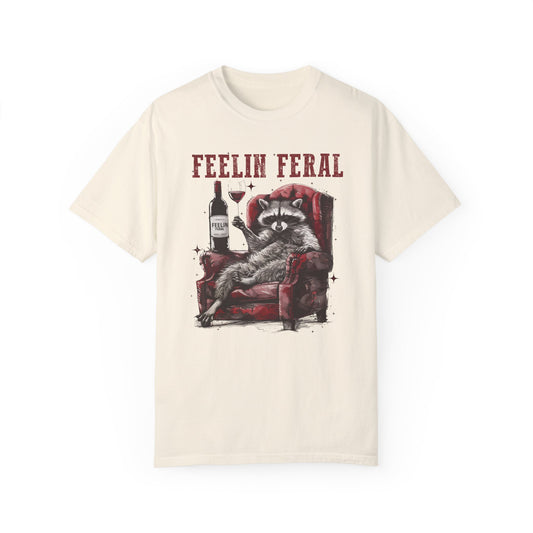 Feelin Feral Funny Raccoon Shirt - Comfort Colors Graphic Tee Ivory