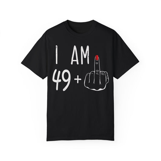 I Am 49 Middle Finger Shirt - 50th Birthday Gifts for Women Tshirt Black