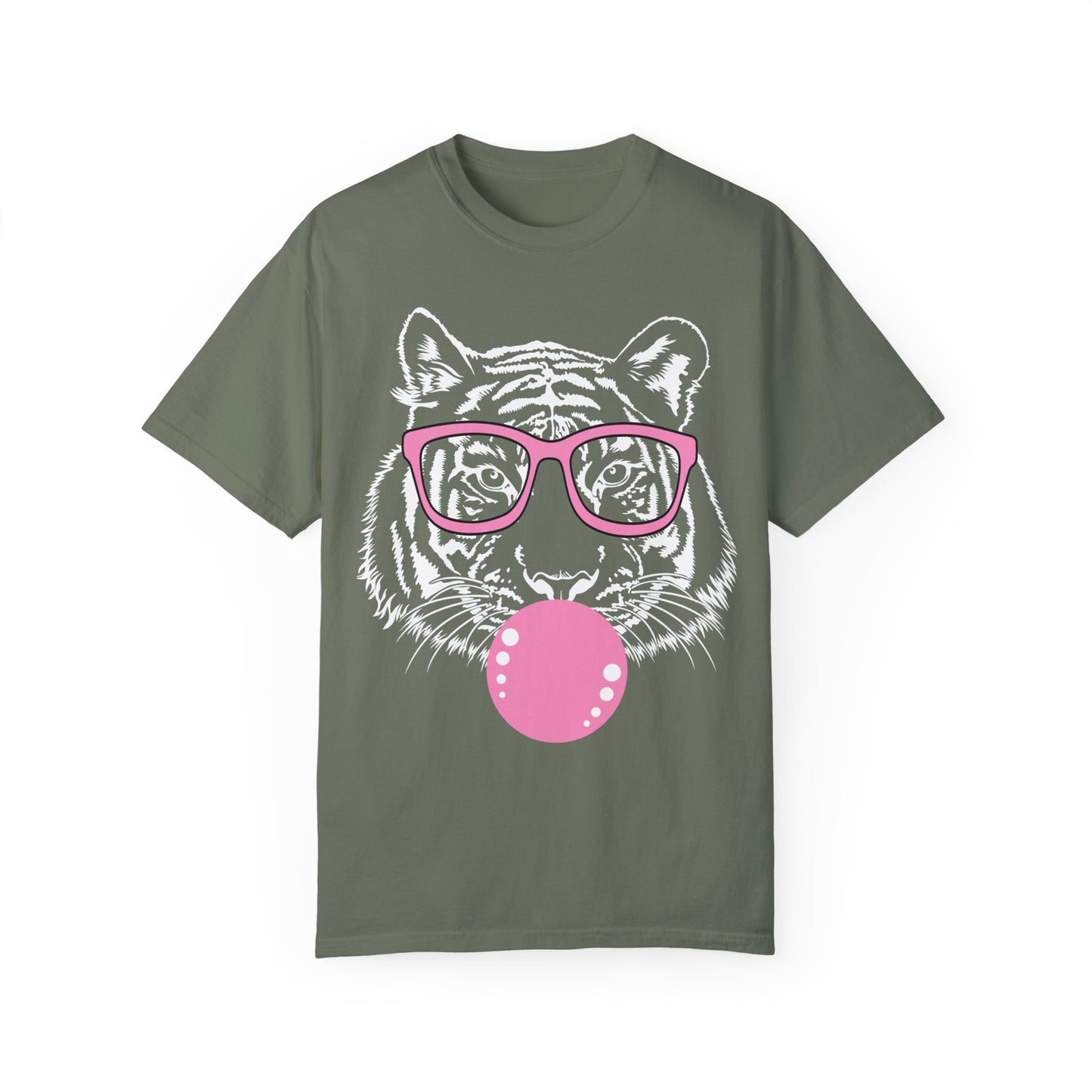 Tiger Shirt, Bubblegum Tiger T-shirt, Tiger Face Shirt Moss