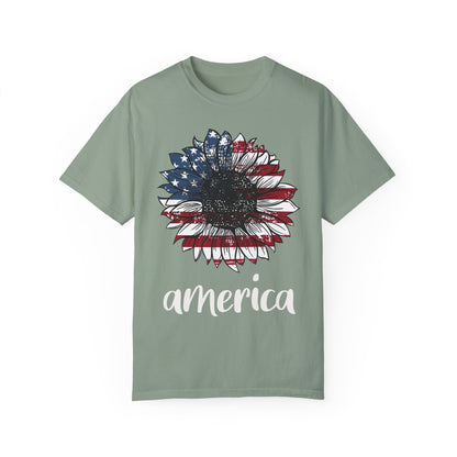 America Sunflower Shirt - USA Flag Flower T Shirt Bay