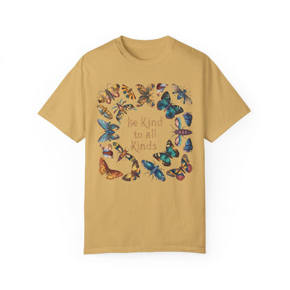 Be Kind To All Kinds Retro Graphic T Shirt Mustard