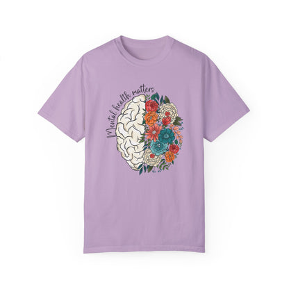 Mental health matters t-shirt - Floral brain shirt Orchid