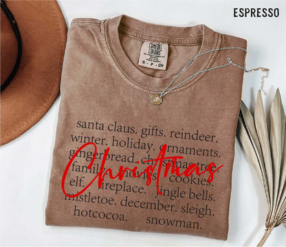 Christmas Unisex T-shirt with Santa Claus and Reindeer Gifts Words Shirt