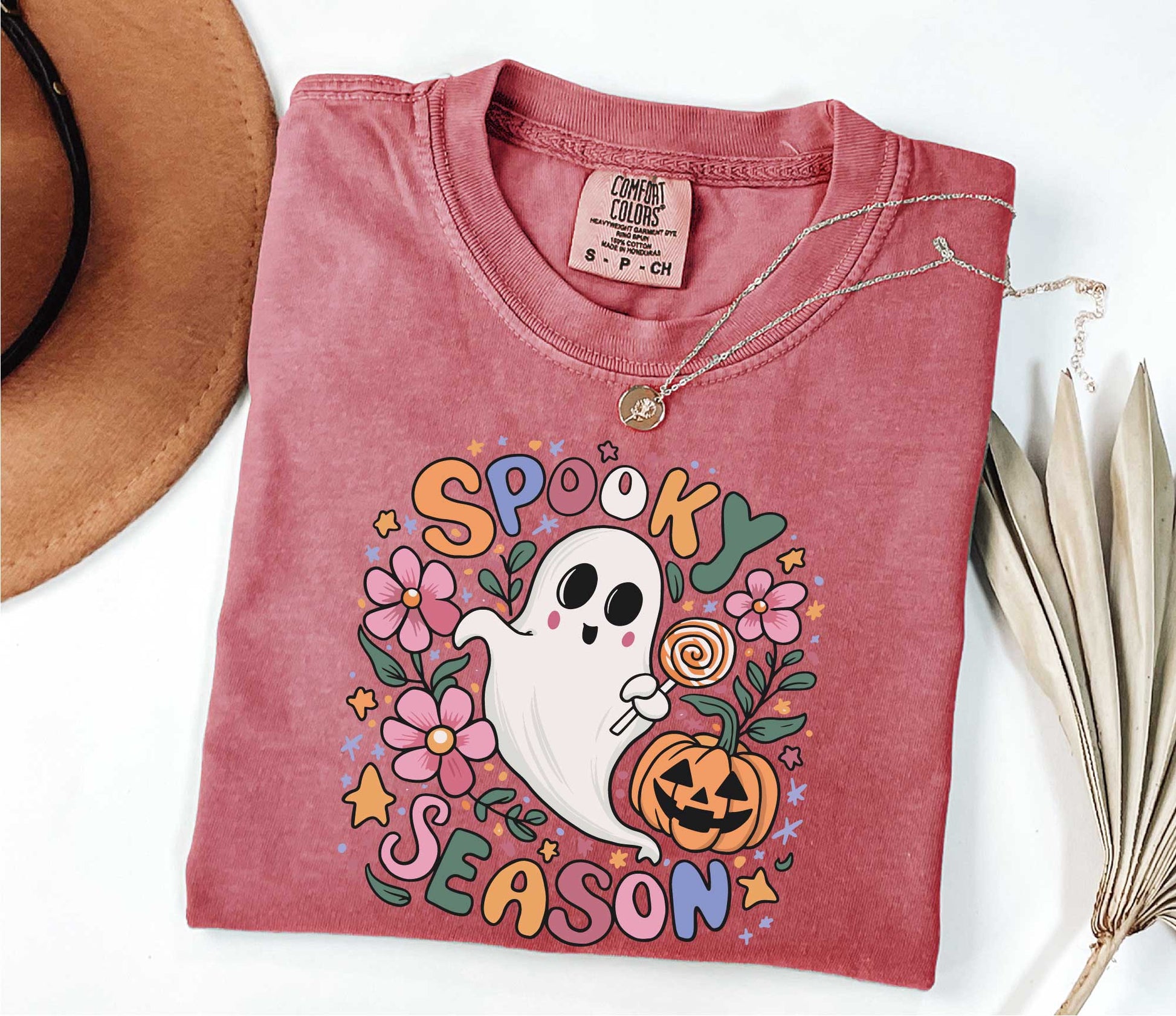 Halloween Floral Ghost Spooky Season Comfort Colors Shirt