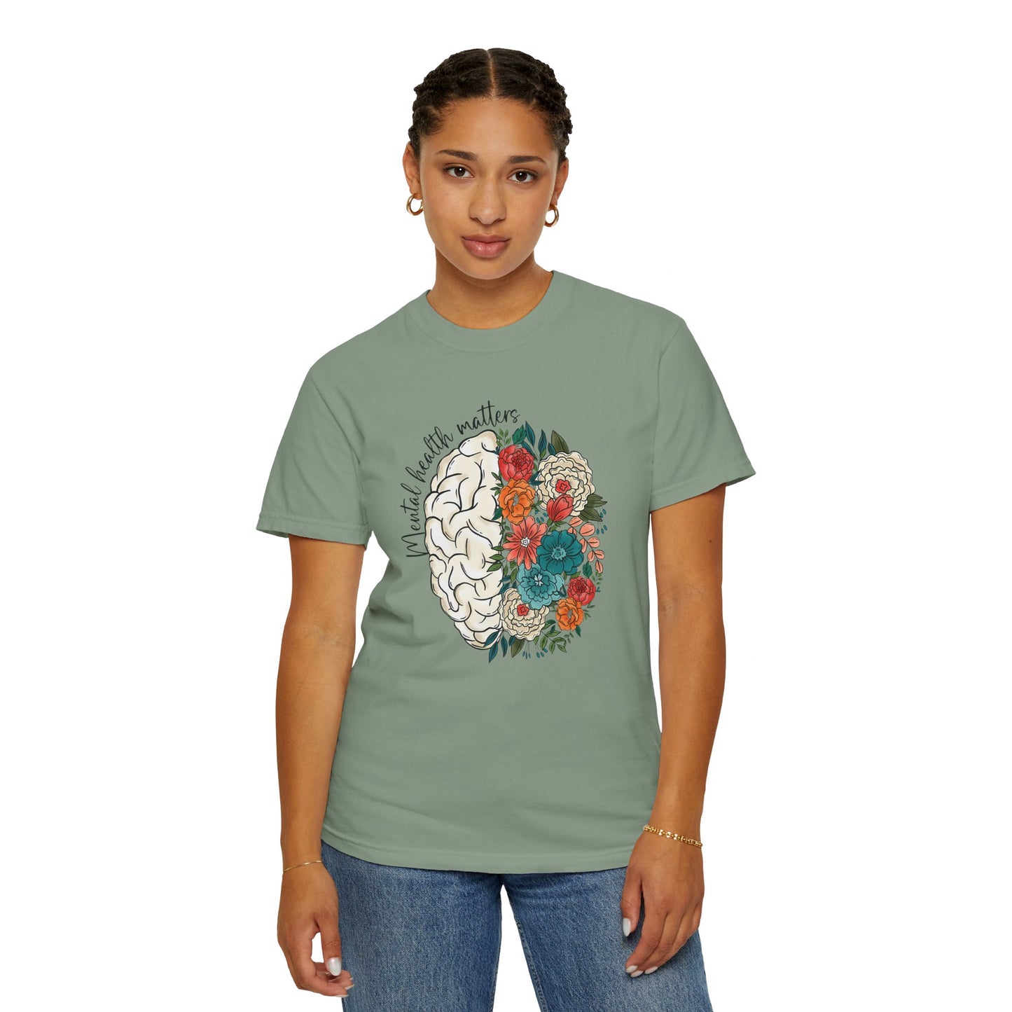 Mental health matters t-shirt - Floral brain shirt