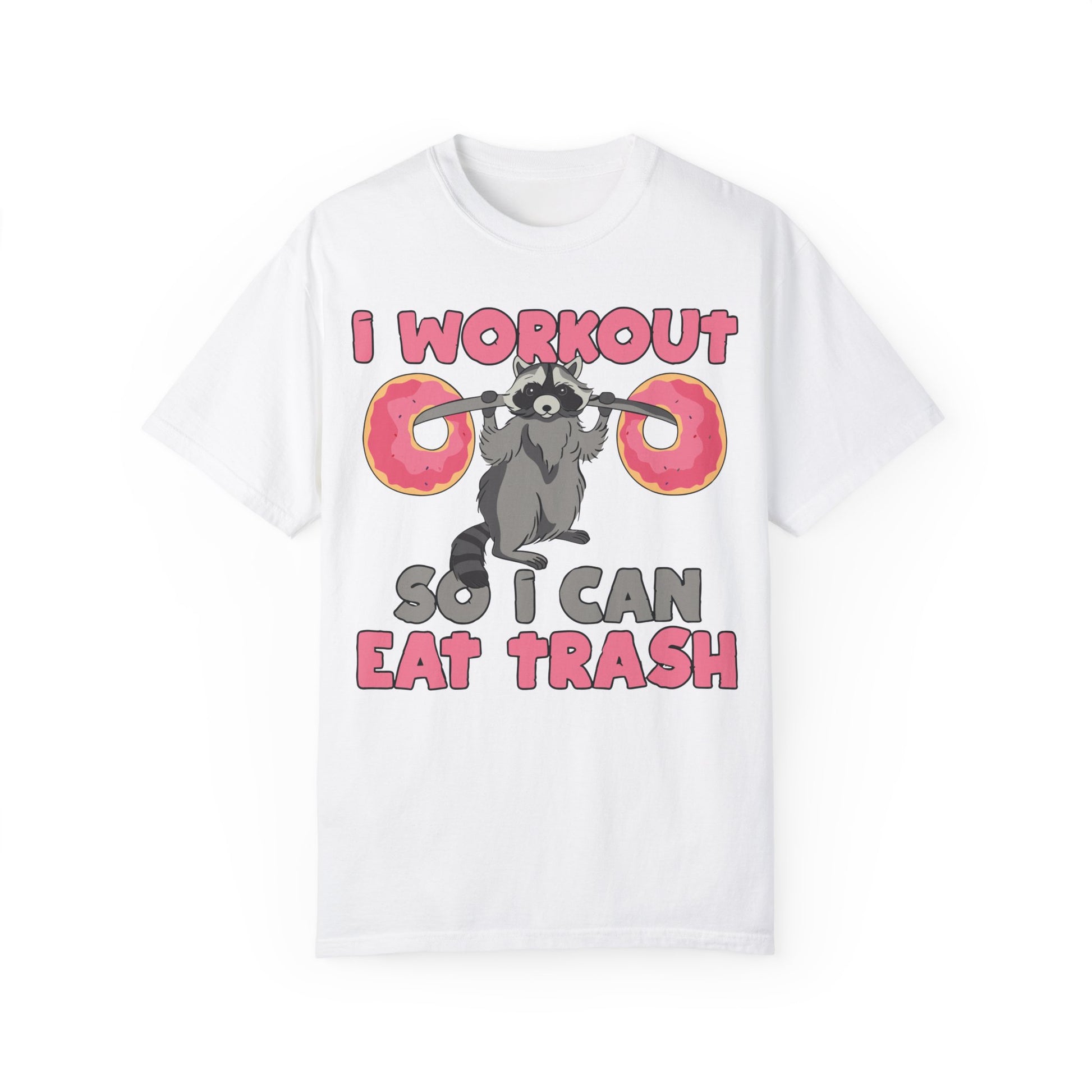 I Workout So I Can Eat Trash Funny Raccoons Vintage T-shirts White