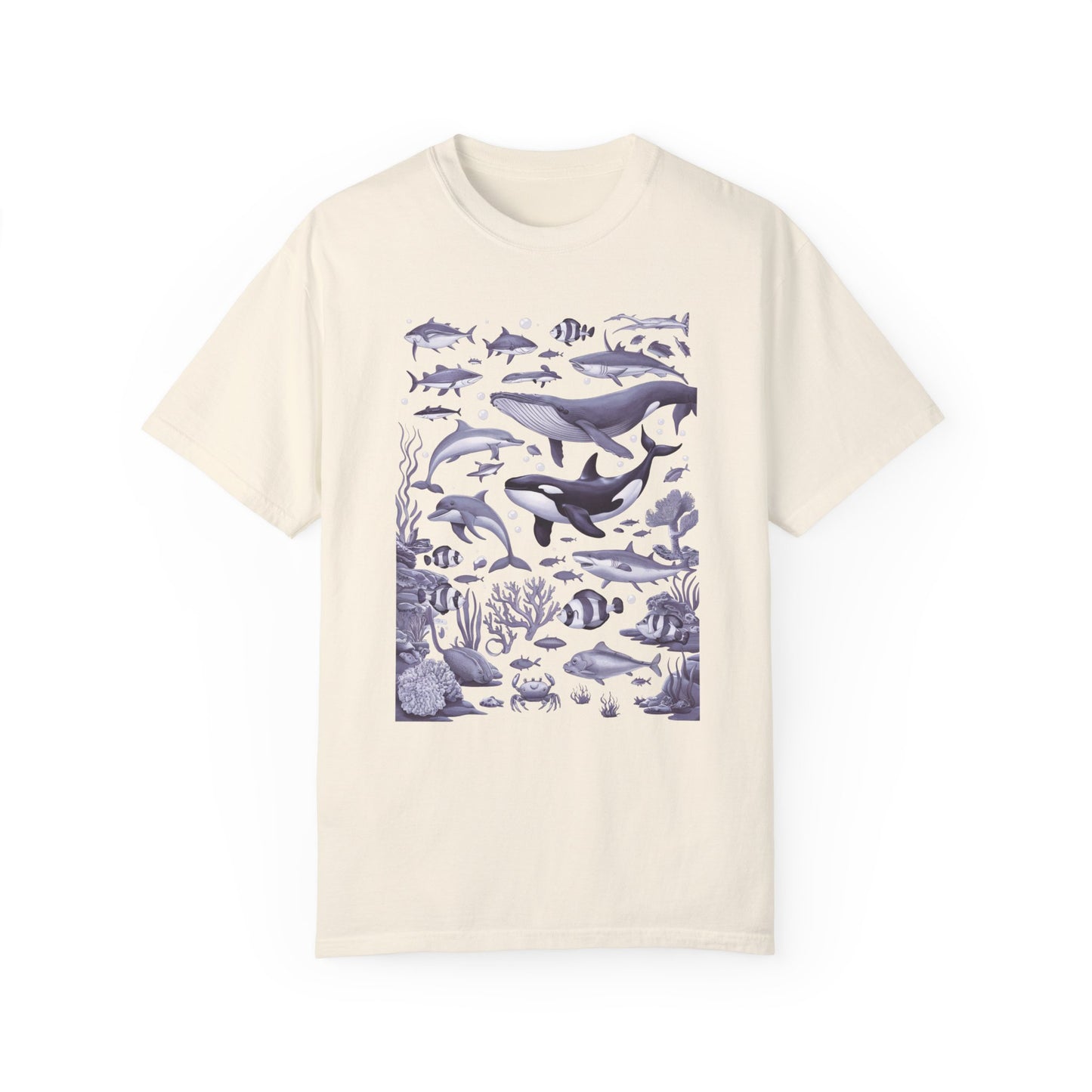 Vintage 90s Water Color Sea Animal Tshirt Ivory