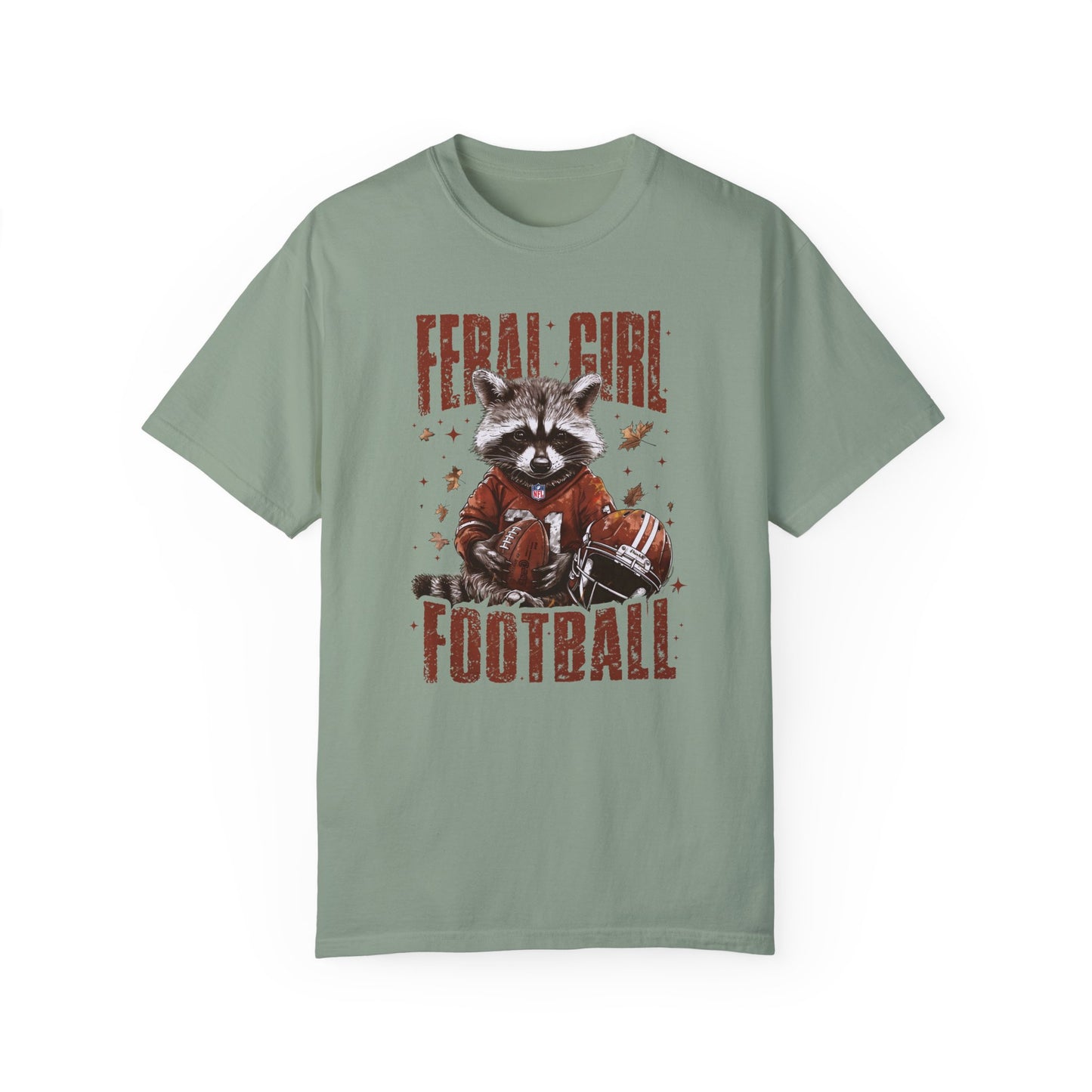 Feral Girl Football Shirt,Funny Raccoon Sports T-Shirt, Retro Fall Football Shirt Bay