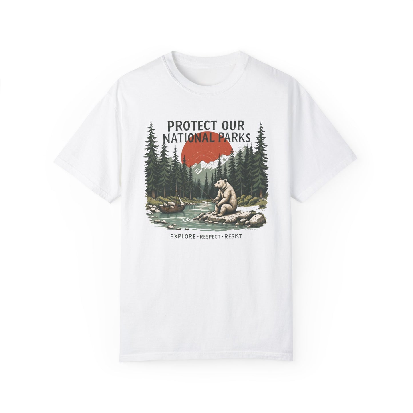 National Parks Conservation Comfort Colors T-Shirt - Nature Bear Graphic