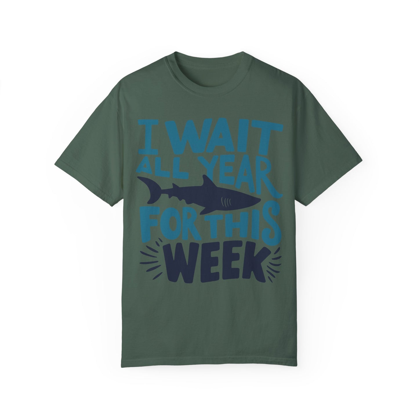 I Wait All Year For This Week Funny Shark Shirt Blue Spruce