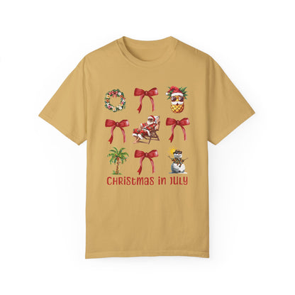 Coquette Christmas In July Santa Summer T-Shirt Mustard