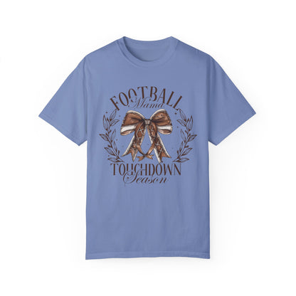 Comfort Colors Cute Football Mama Shirt - Gift For Football Mom Washed Denim