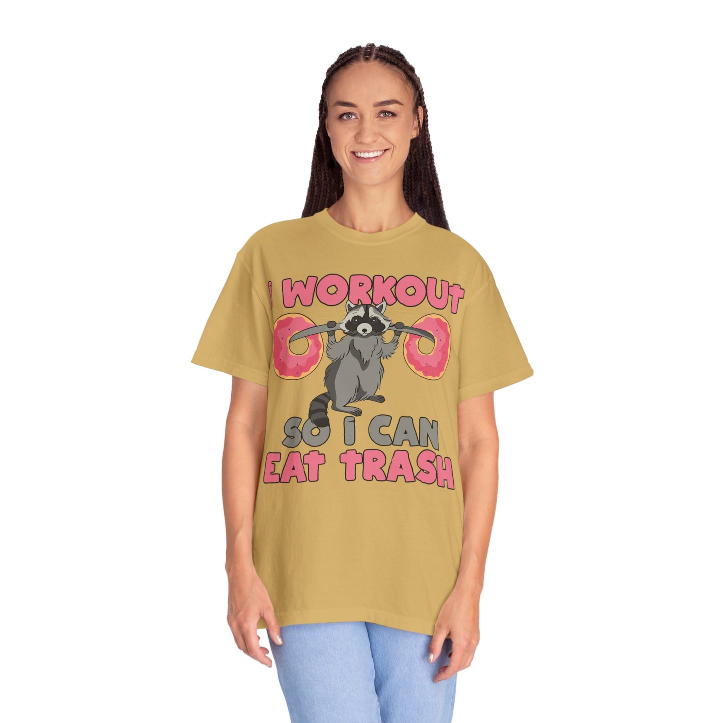 I Workout So I Can Eat Trash Funny Raccoons Vintage T-shirts