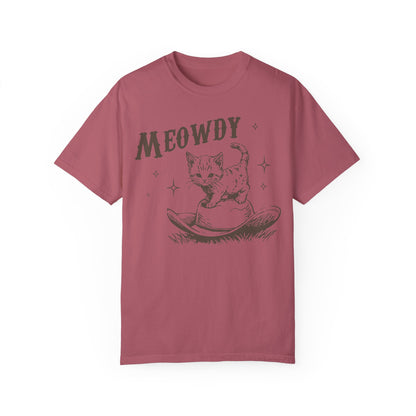 Meowdy Cute Kitten Cat Country Western Vintage T-Shirt, Retro 90s Cowgirl Rodeo Life Shirt Crimson