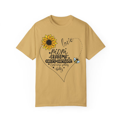 Great Grandma Sunflower T Shirt Mustard